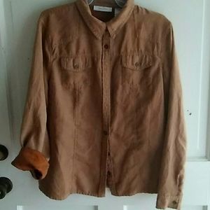 Womens large faux suede button up